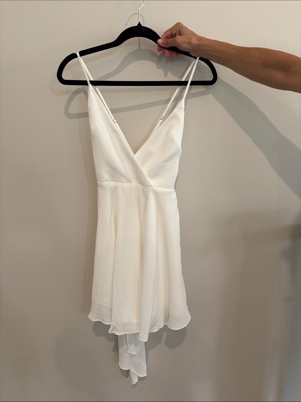 Hello Molly White Chiffon V-Neck Spaghetti Strap Dress